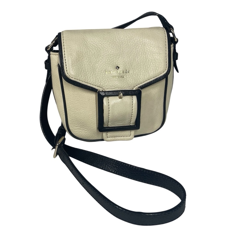 Kate Spade Abbey Court Charon Black and Cream Crossbody Leather Bag Purse Small